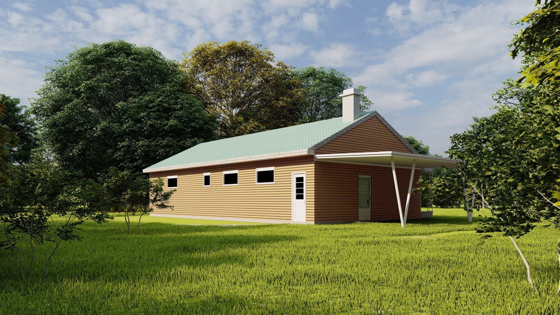 Forest villa-Casa Scene-Modern Villa 3D model_7