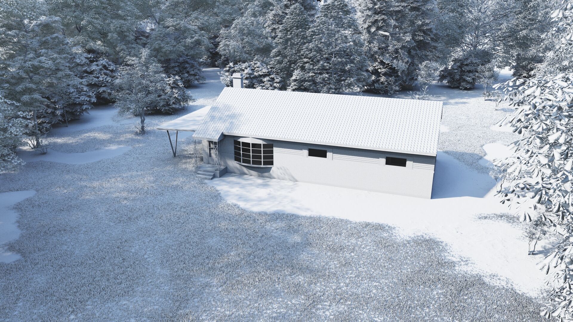 Forest villa-Casa Scene-Modern Villa 3D model_11