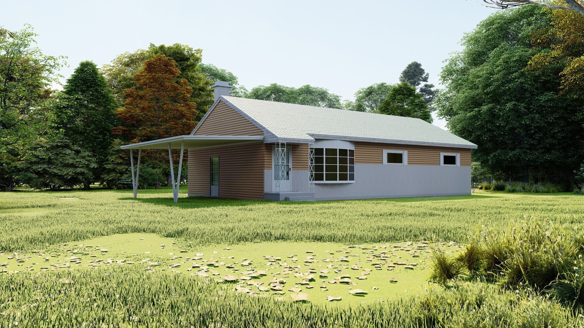 Forest villa-Casa Scene-Modern Villa 3D model_12