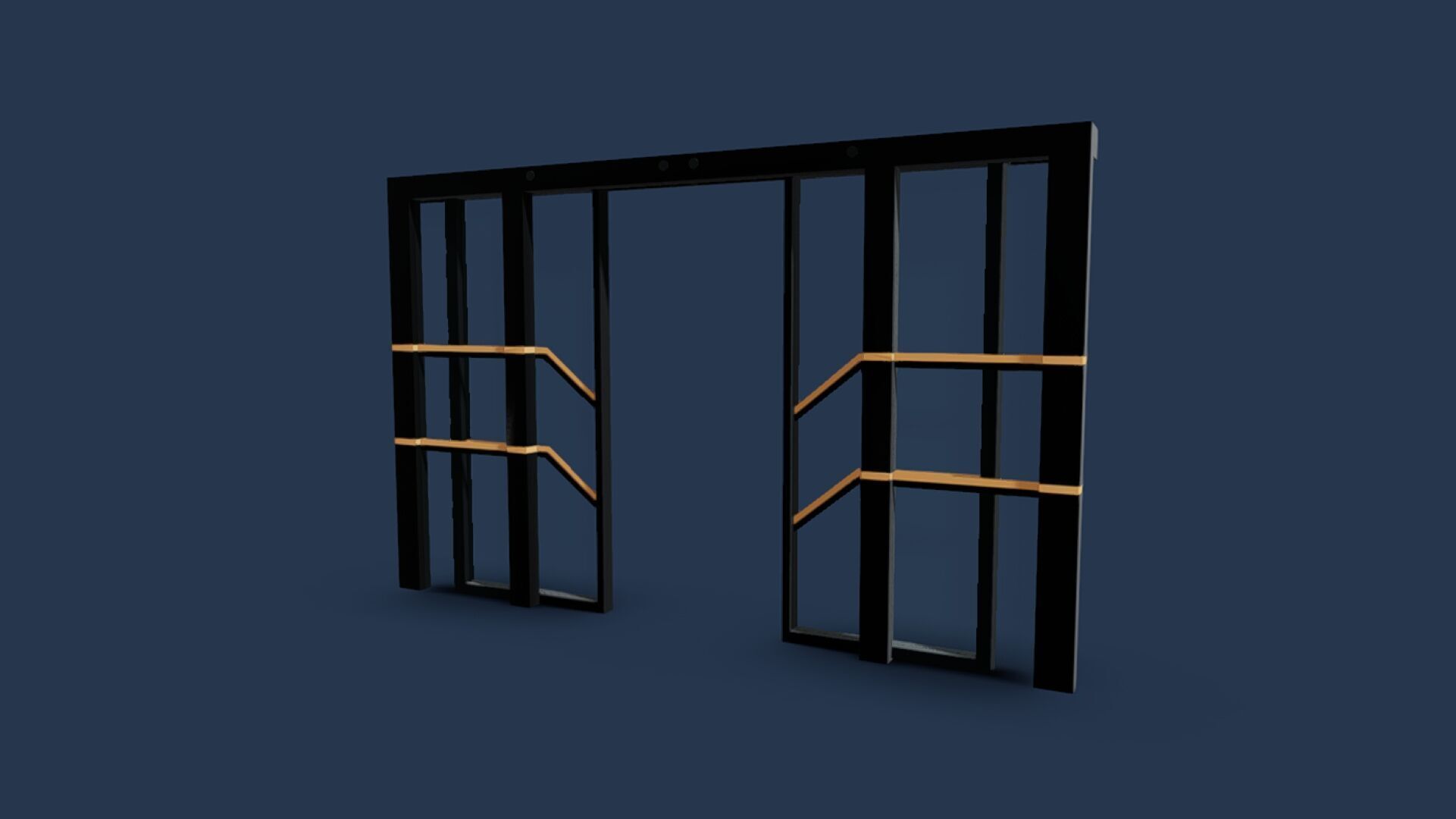 Automatic sliding door    Animated Low-poly 3D model_1