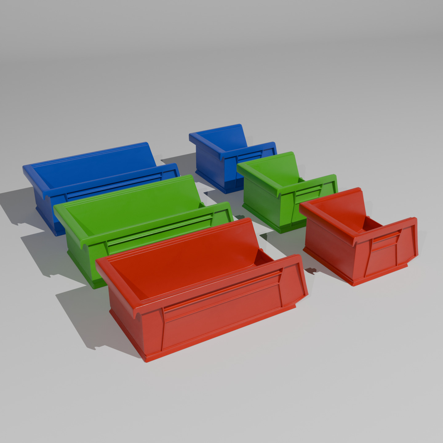 Plastic Stackable Bins Pack 3D model_1