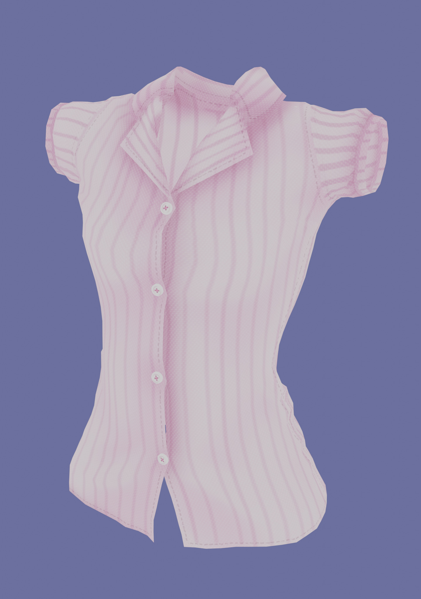 Stylized Button up Blouse Low-poly 3D model_2