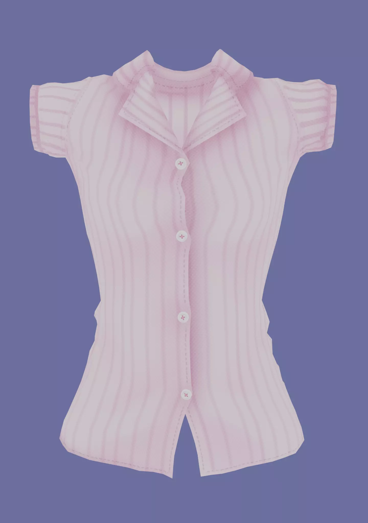 Stylized Button up Blouse Low-poly 3D model_0