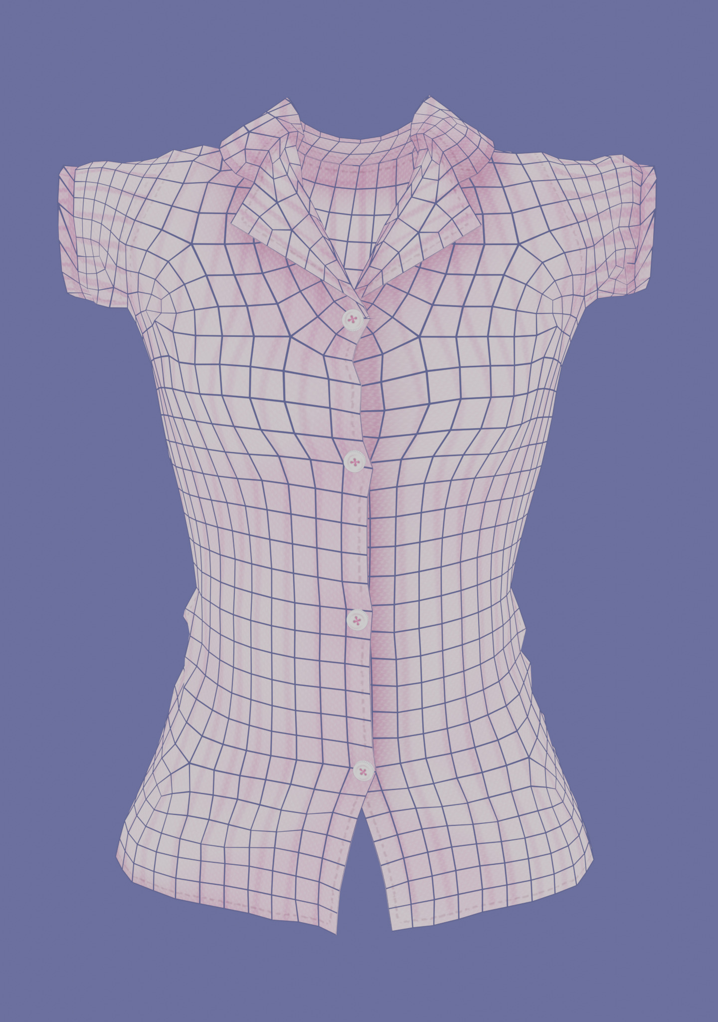 Stylized Button up Blouse Low-poly 3D model_1