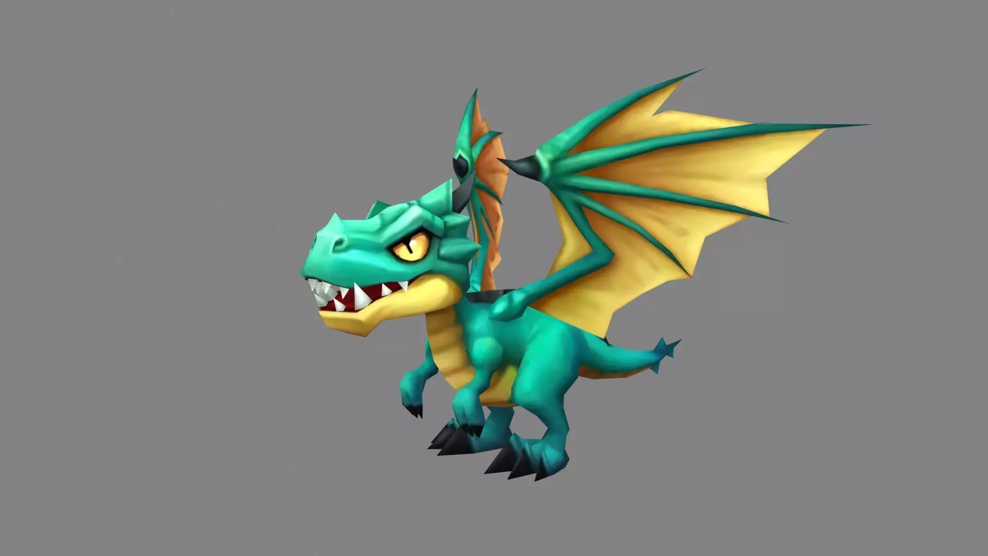 Cartoon Green Dragon - Baby Wyvern Low-poly 3D model