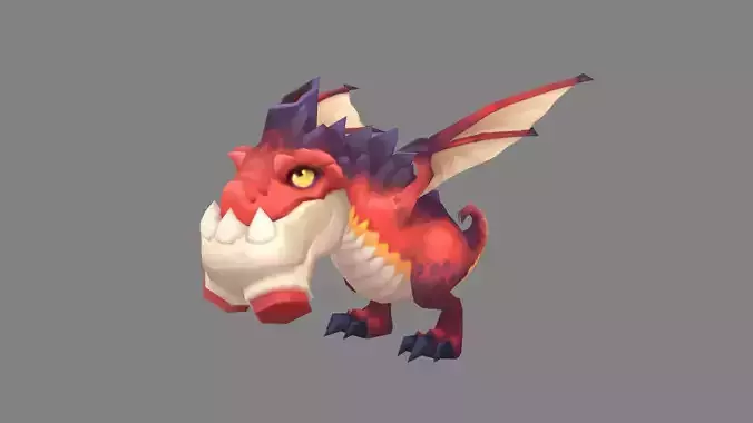 Cartoon Fire Dragon - Baby Wyvern