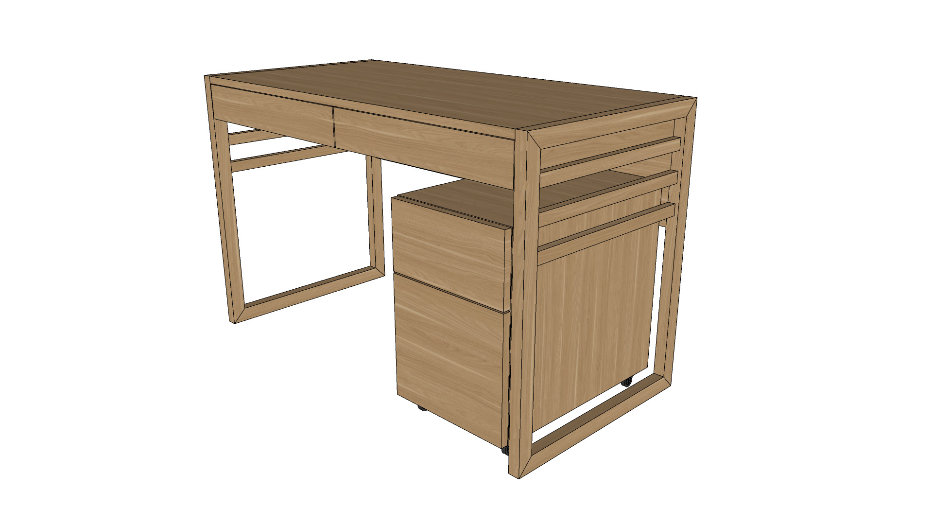 Work Desk Japandi Minimalist Game Ready Low Poly Low-poly 3D model_8