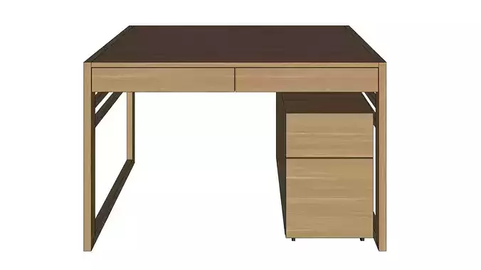 Work Desk Japandi Minimalist Game Ready Low Poly