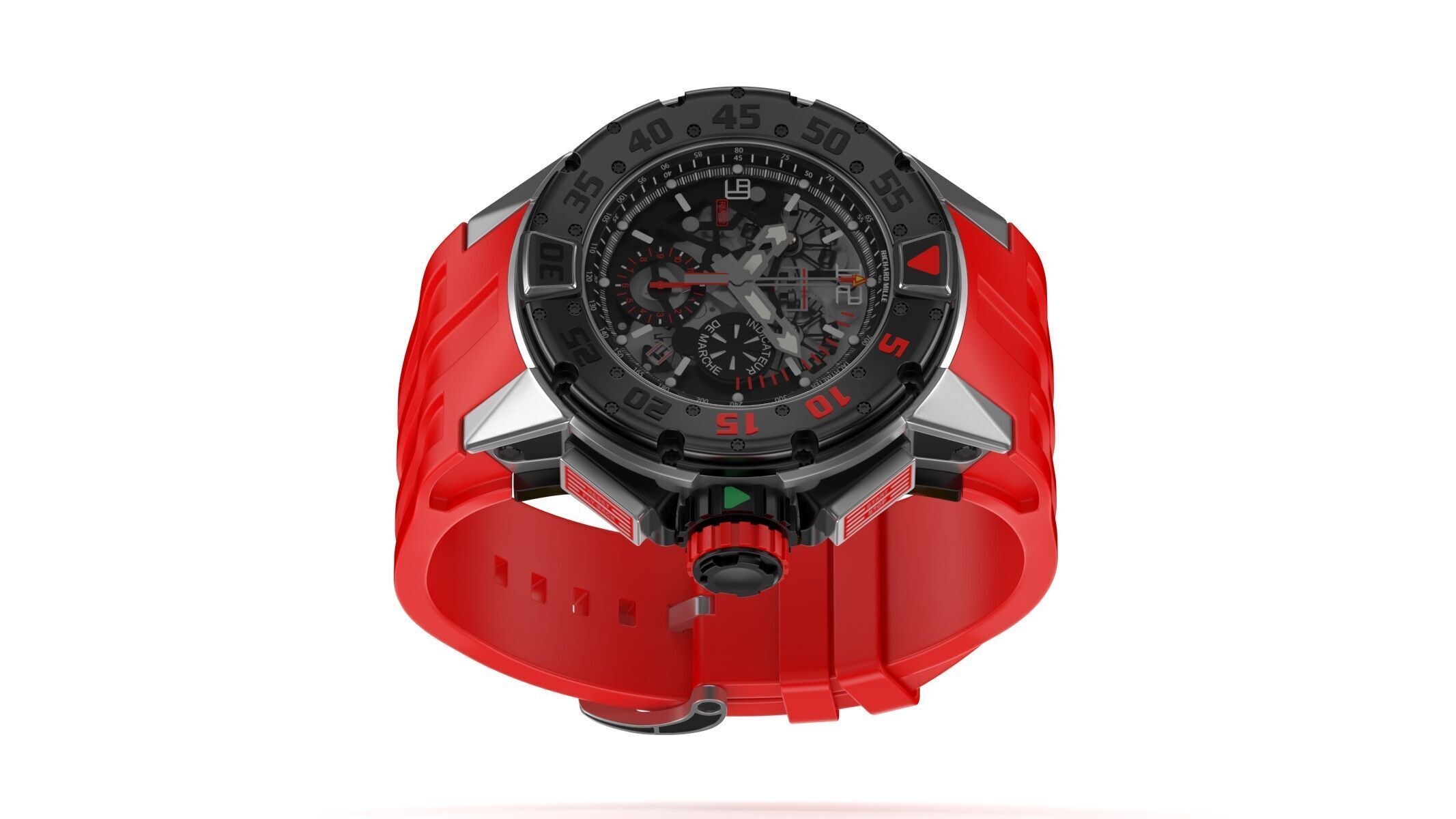 Richard Mille RM 032 Red Luxury Watch 3D model_7
