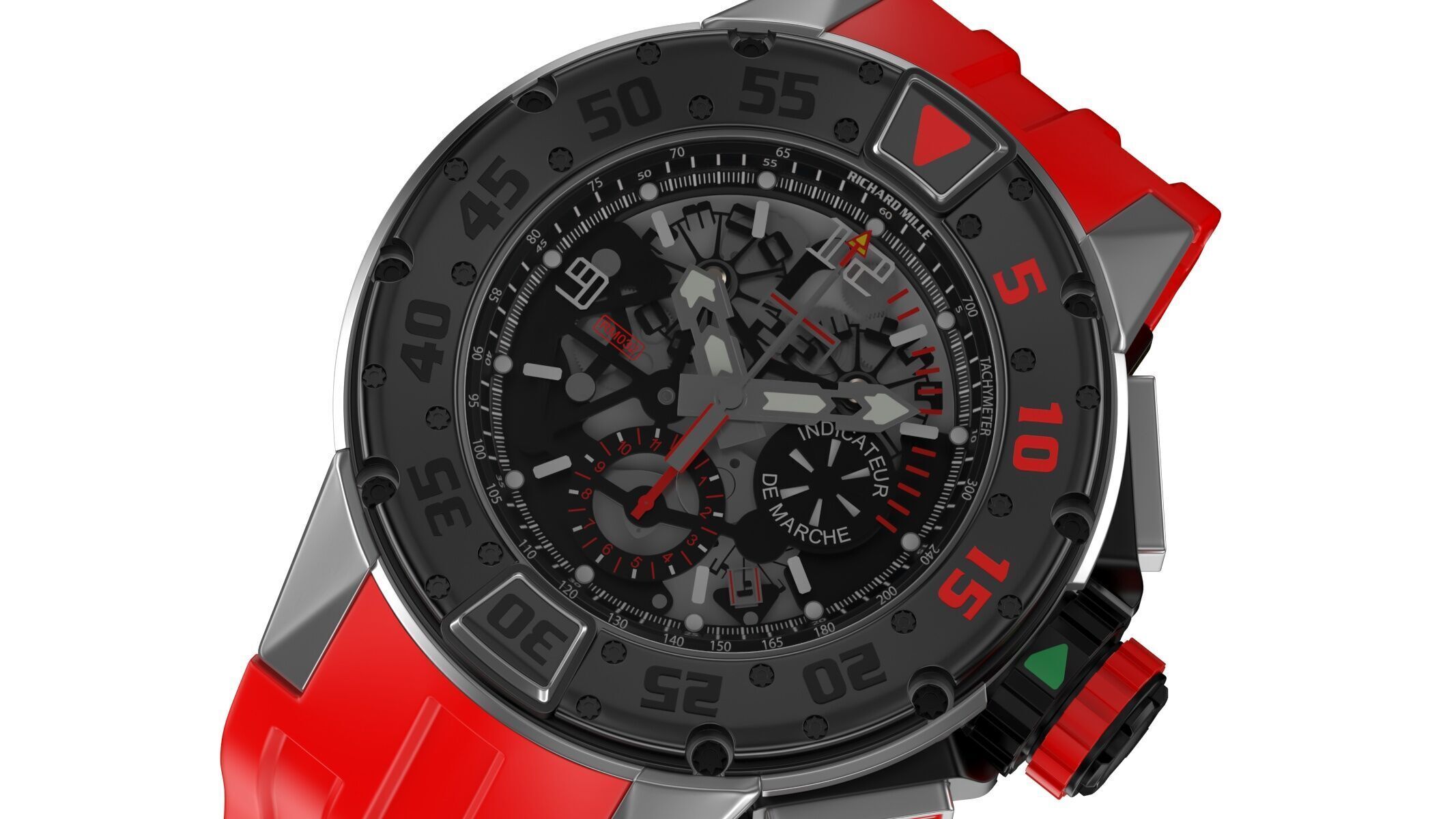 Richard Mille RM 032 Red Luxury Watch 3D model_3