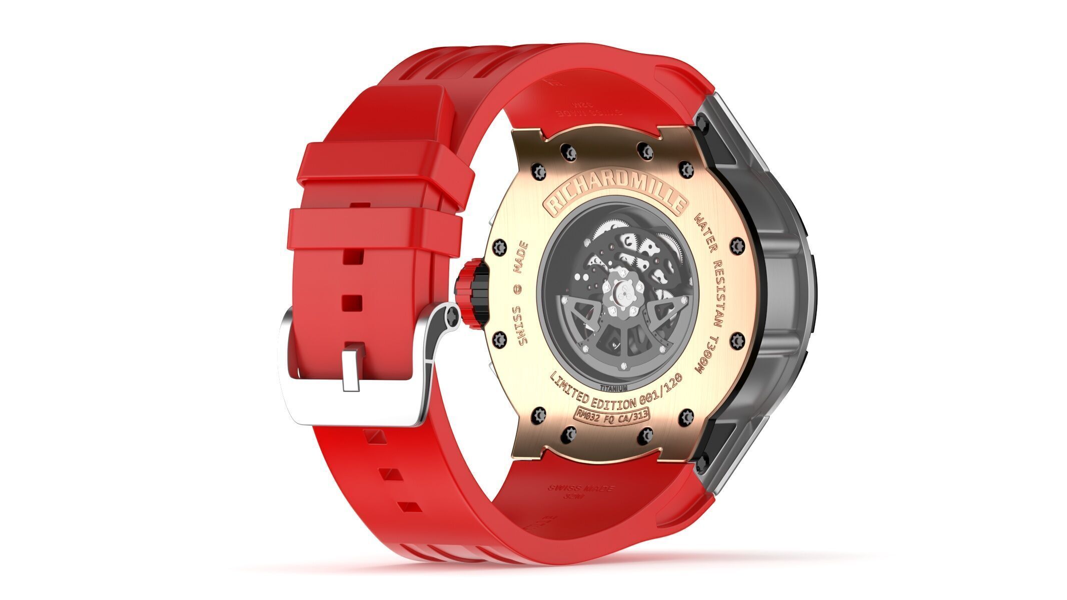 Richard Mille RM 032 Red Luxury Watch 3D model_5