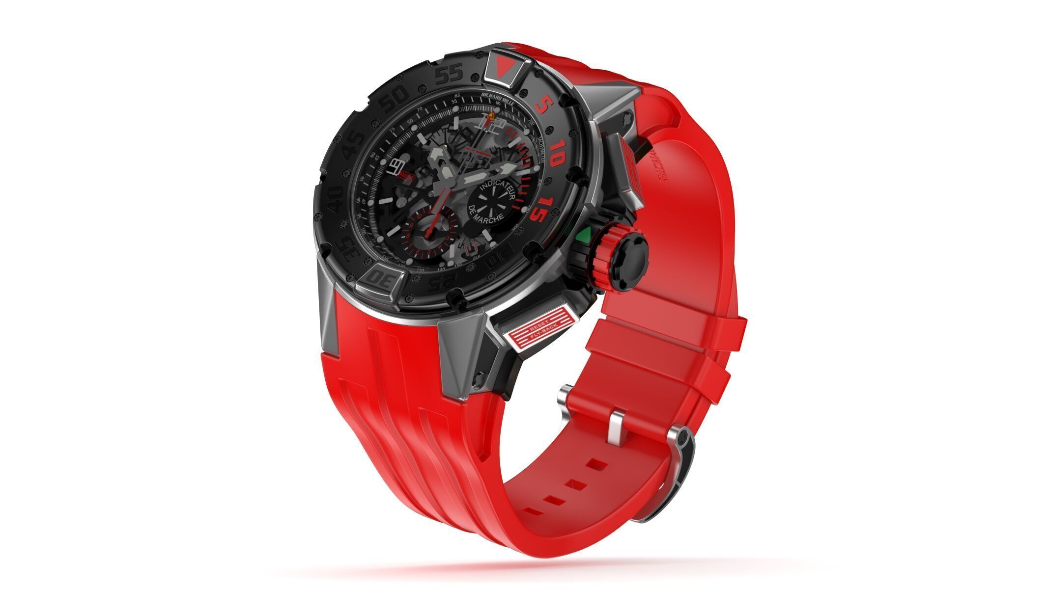 Richard Mille RM 032 Red Luxury Watch 3D model_1