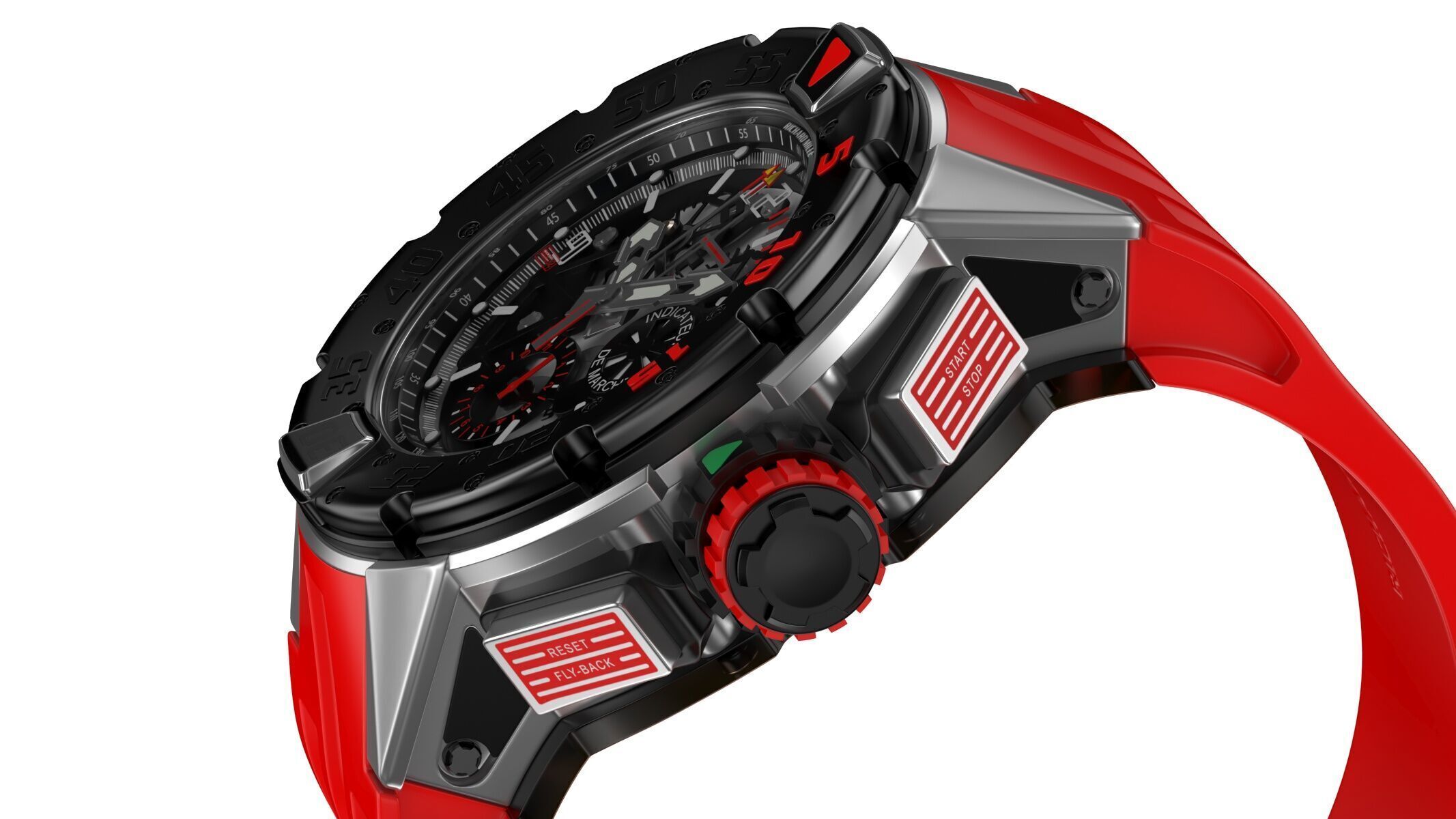 Richard Mille RM 032 Red Luxury Watch 3D model_6