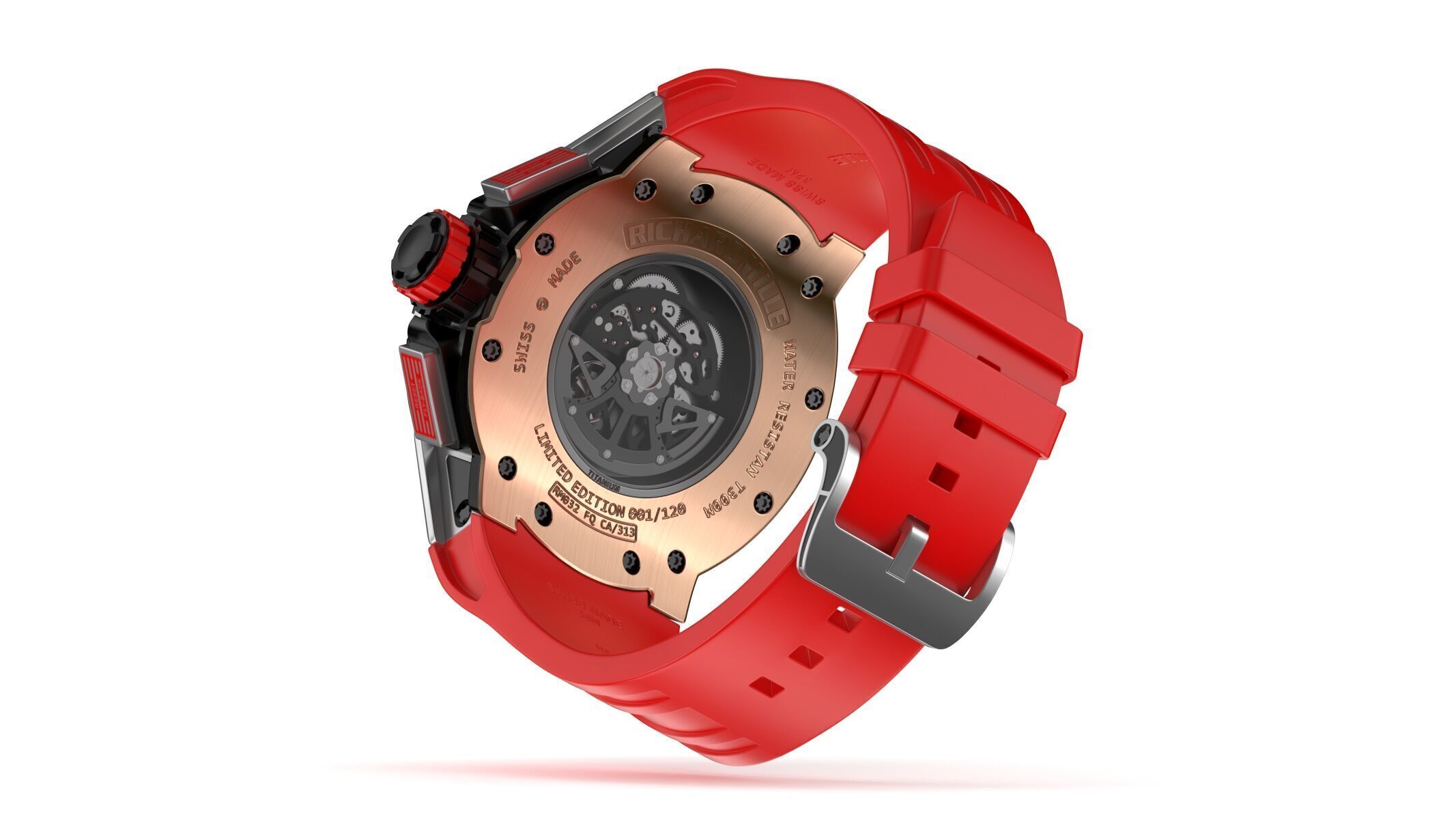Richard Mille RM 032 Red Luxury Watch 3D model_4