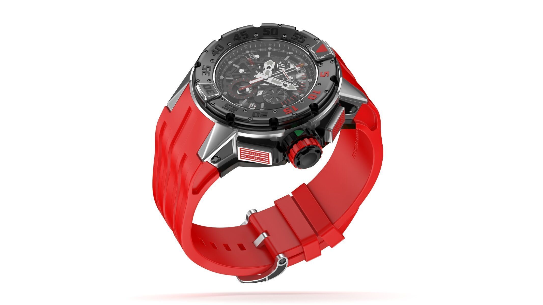 Richard Mille RM 032 Red Luxury Watch 3D model_9