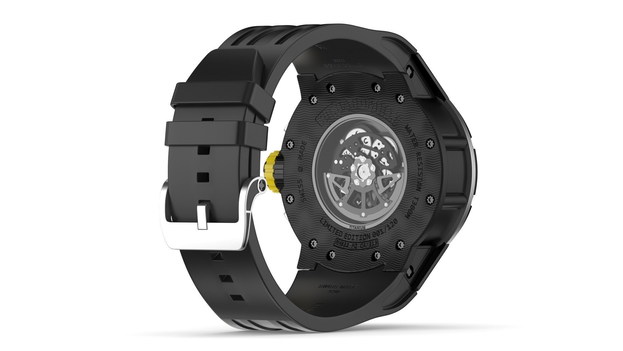 Richard Mille RM 032 Yellow Luxury Watch 3D model_5