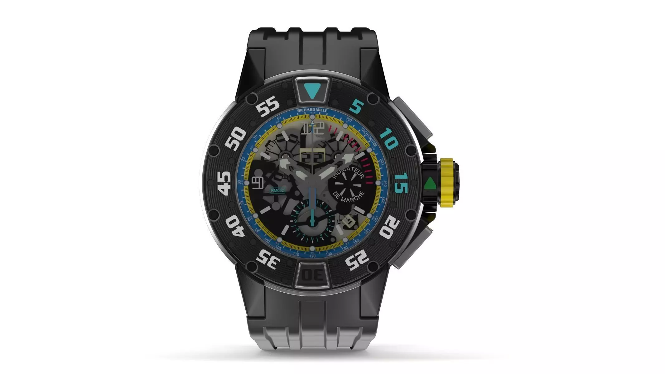 Richard Mille RM 032 Yellow Luxury Watch 3D model_0