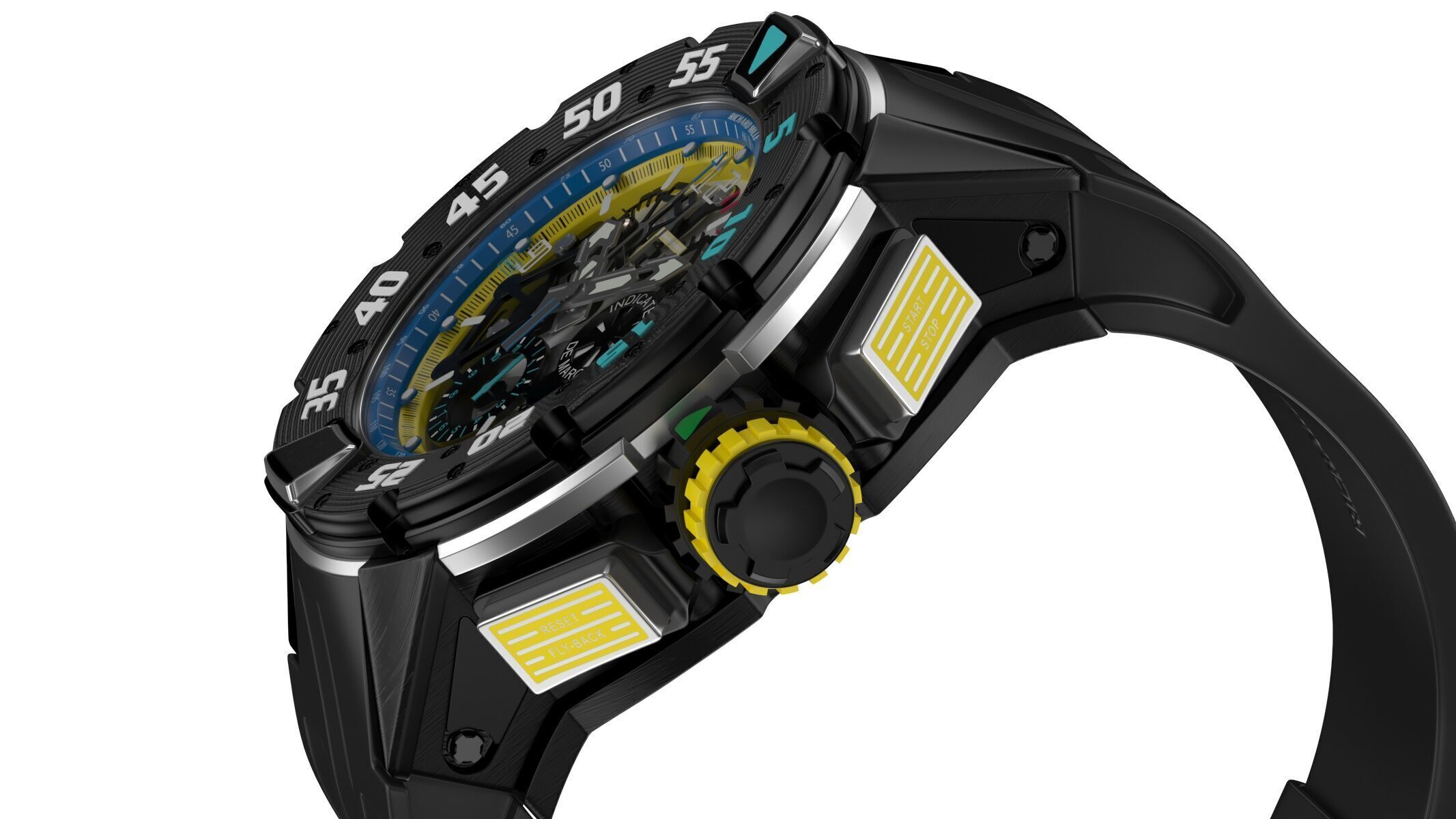 Richard Mille RM 032 Yellow Luxury Watch 3D model_6