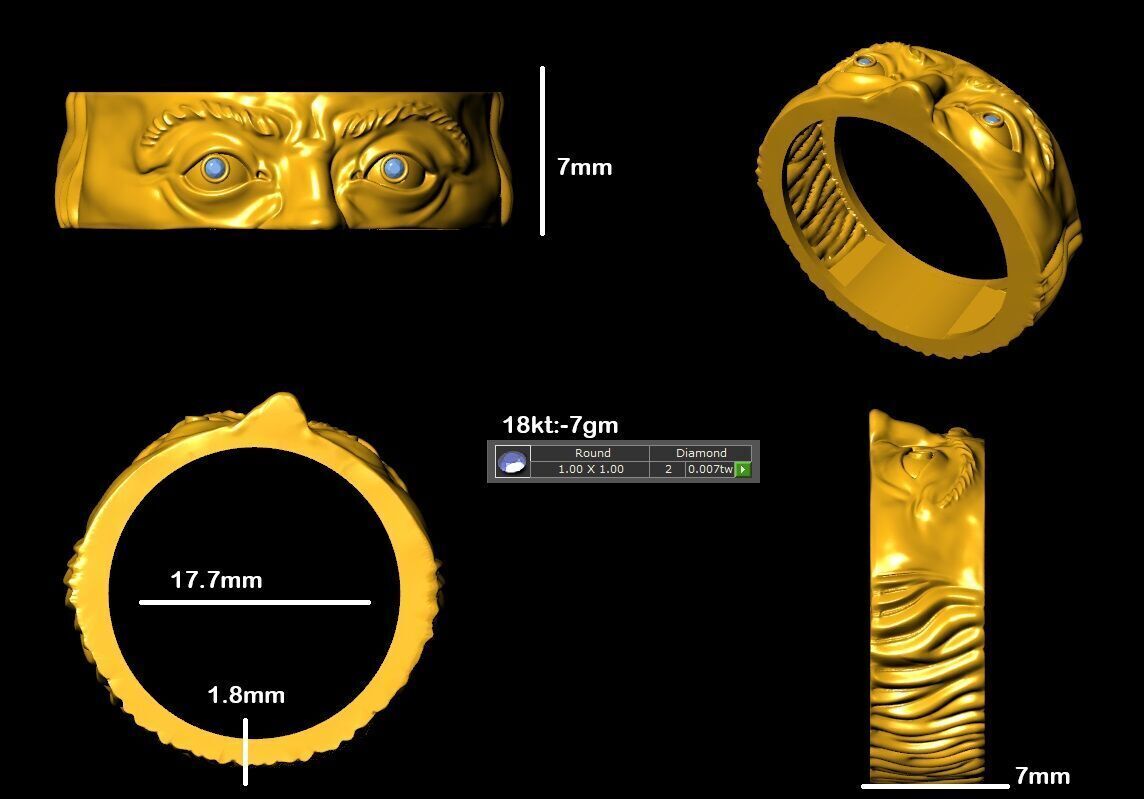 Eyes of David Ring 3D print model_7