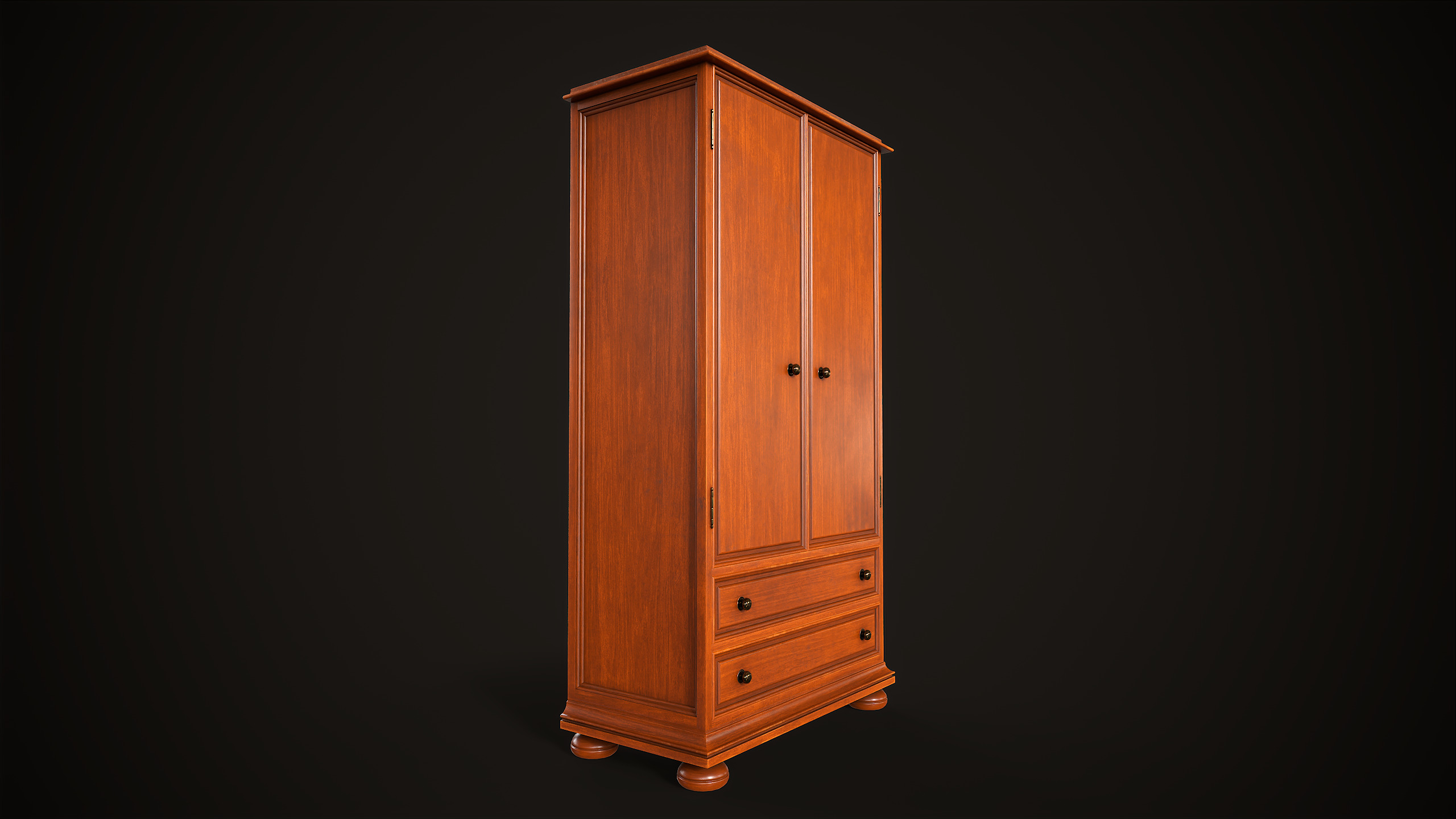 Vintage wardrobe Low-poly 3D model_12