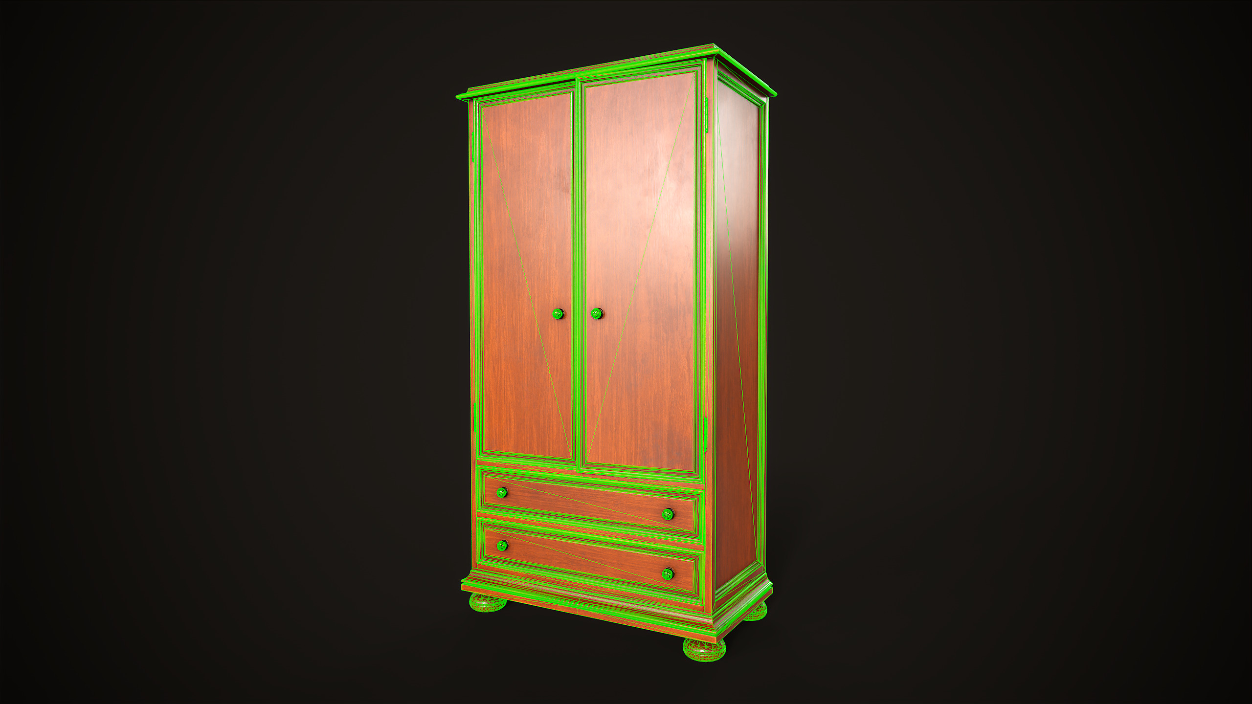 Vintage wardrobe Low-poly 3D model_17