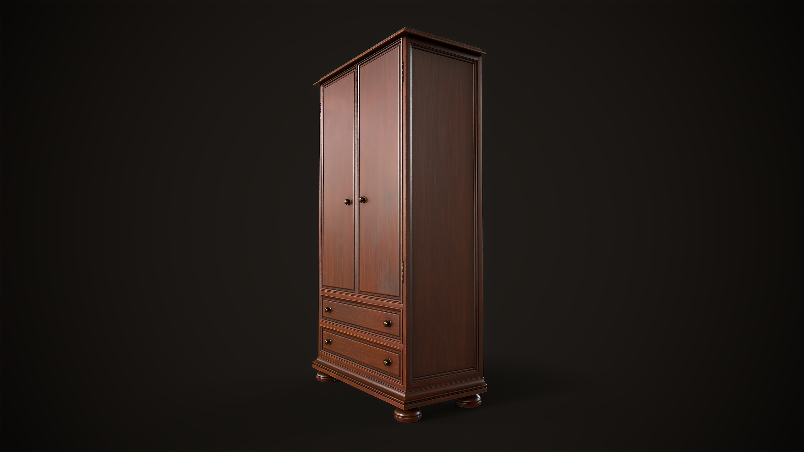 Vintage wardrobe Low-poly 3D model_7