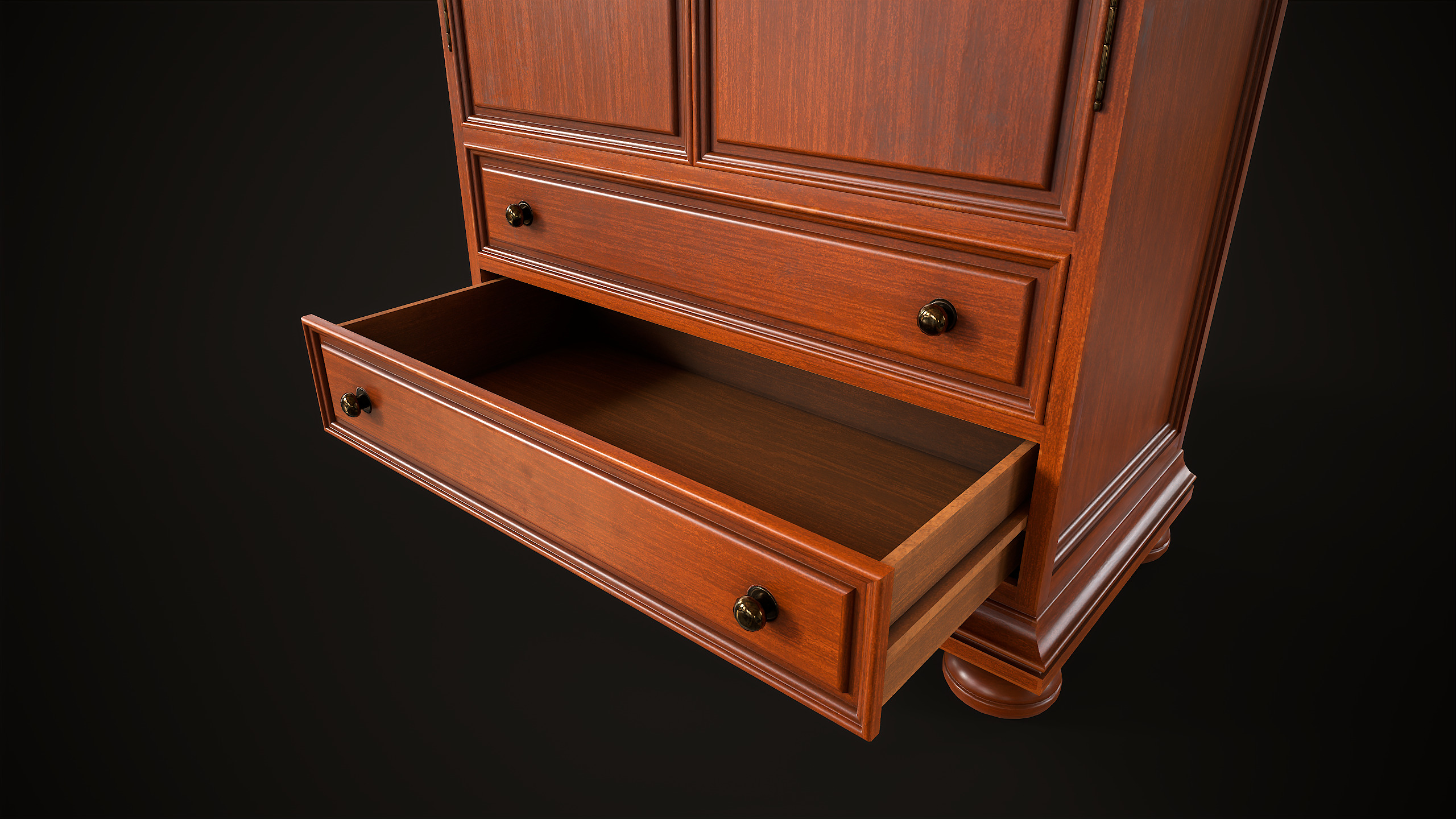 Vintage wardrobe Low-poly 3D model_3
