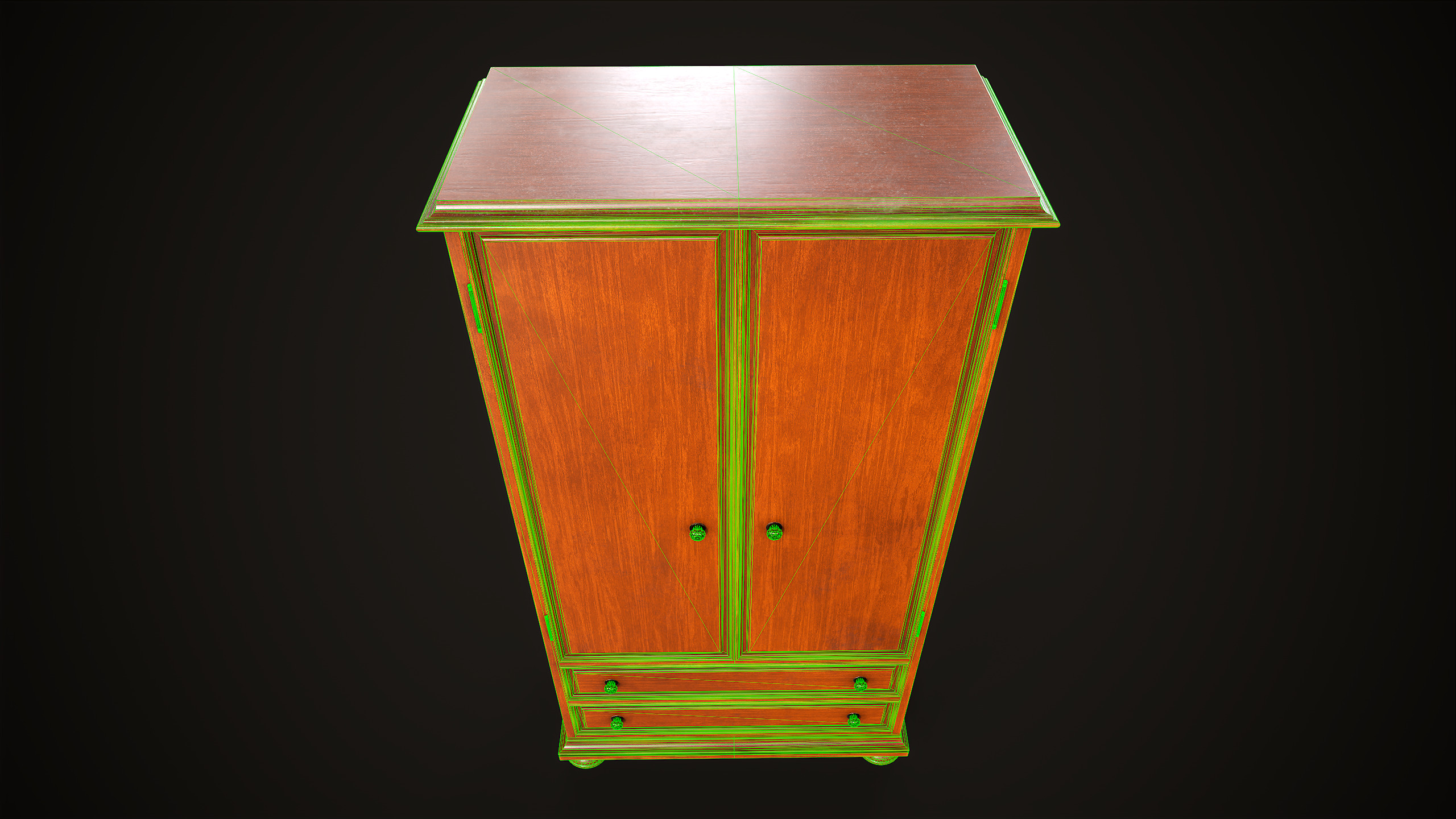Vintage wardrobe Low-poly 3D model_16