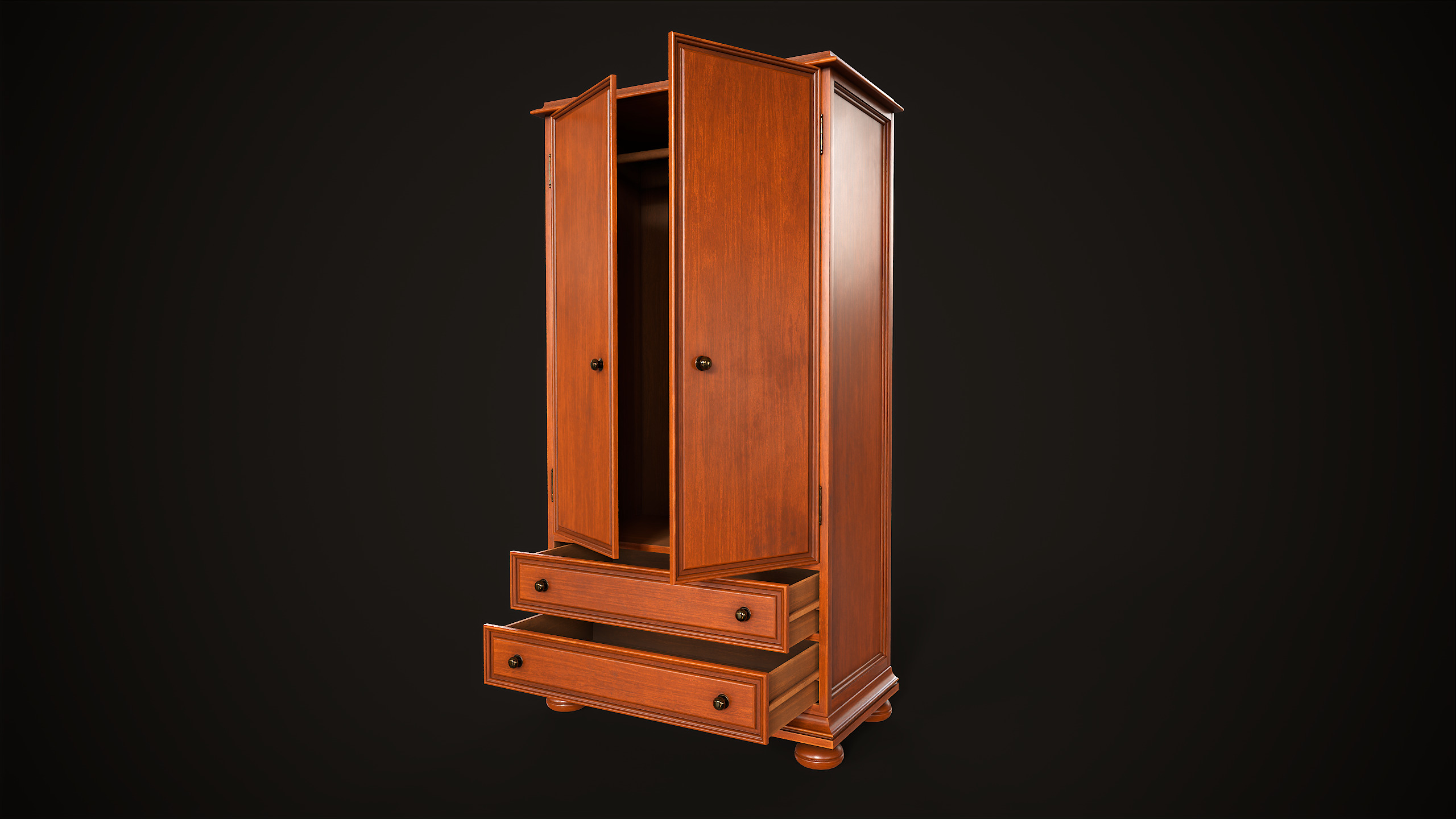 Vintage wardrobe Low-poly 3D model_2