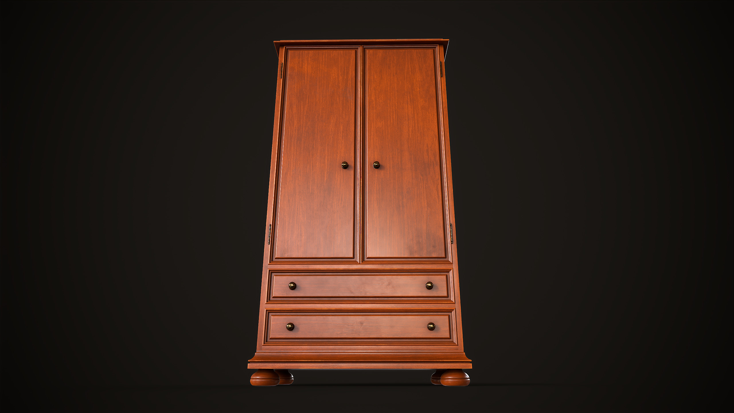 Vintage wardrobe Low-poly 3D model_10