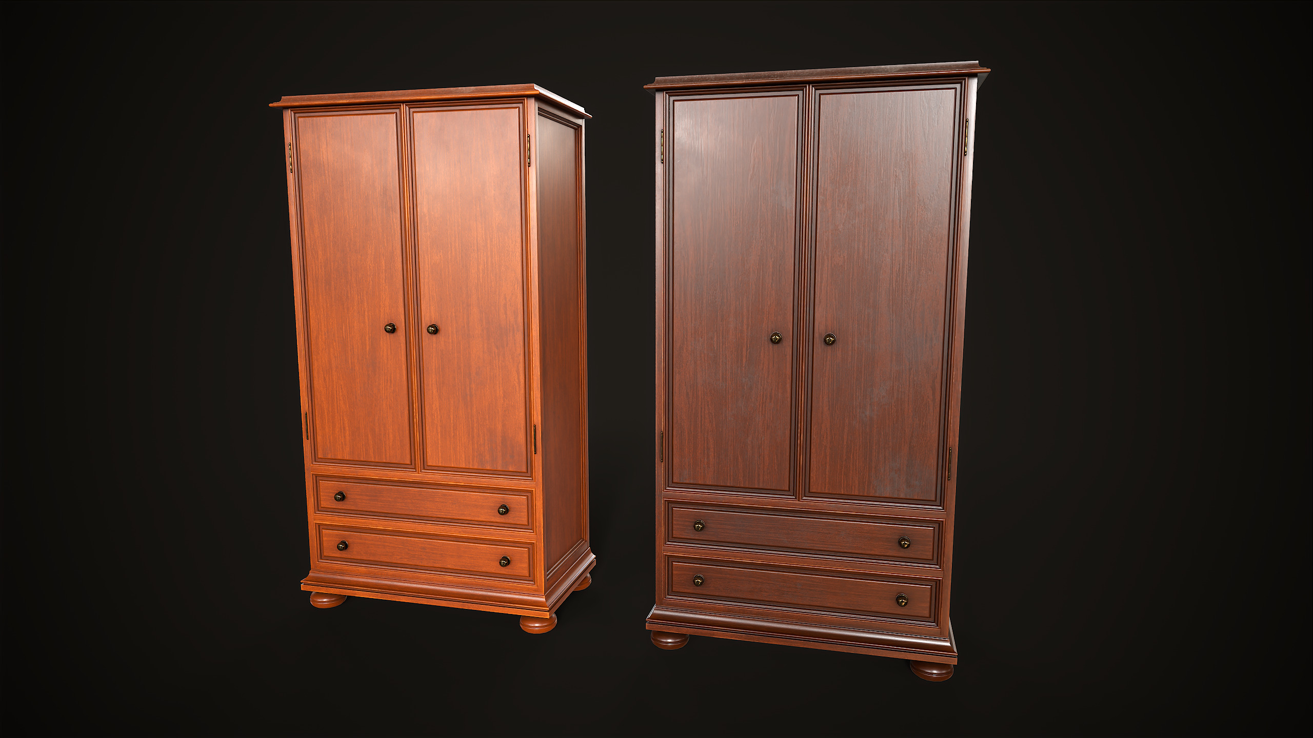 Vintage wardrobe Low-poly 3D model_1
