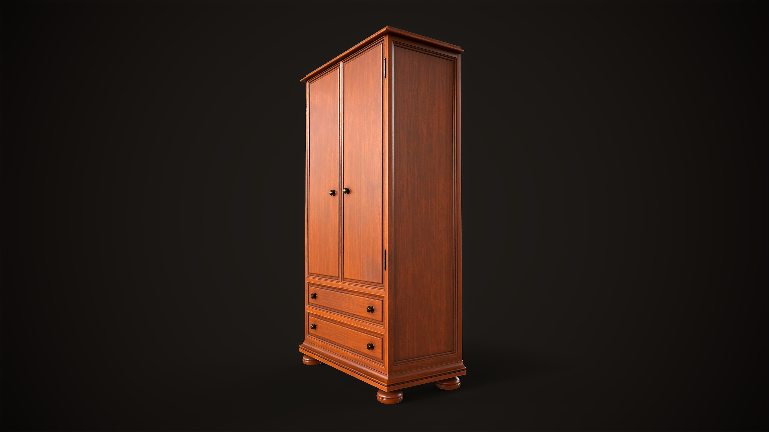 Vintage wardrobe Low-poly 3D model_6