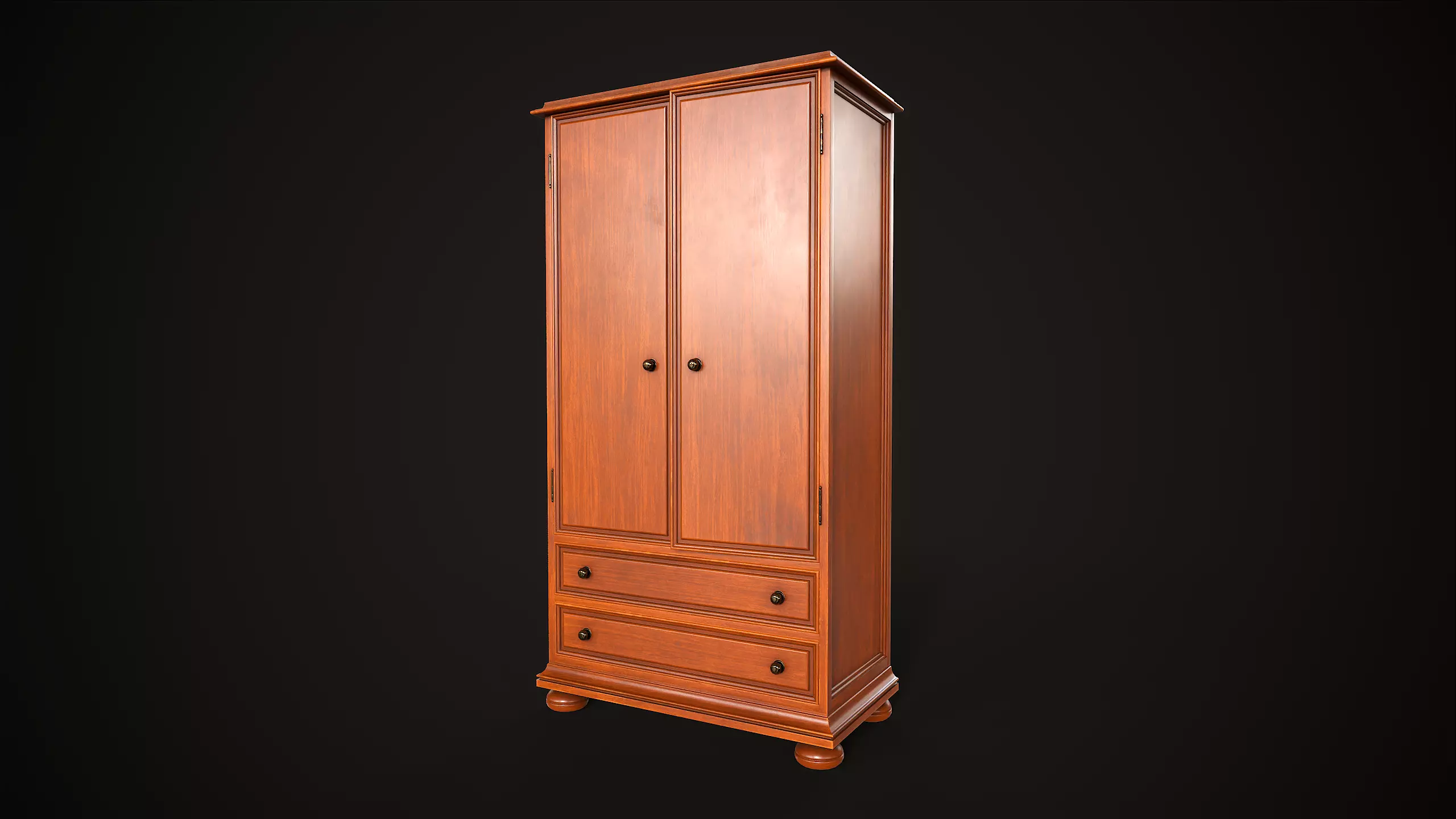 Vintage wardrobe Low-poly 3D model_0