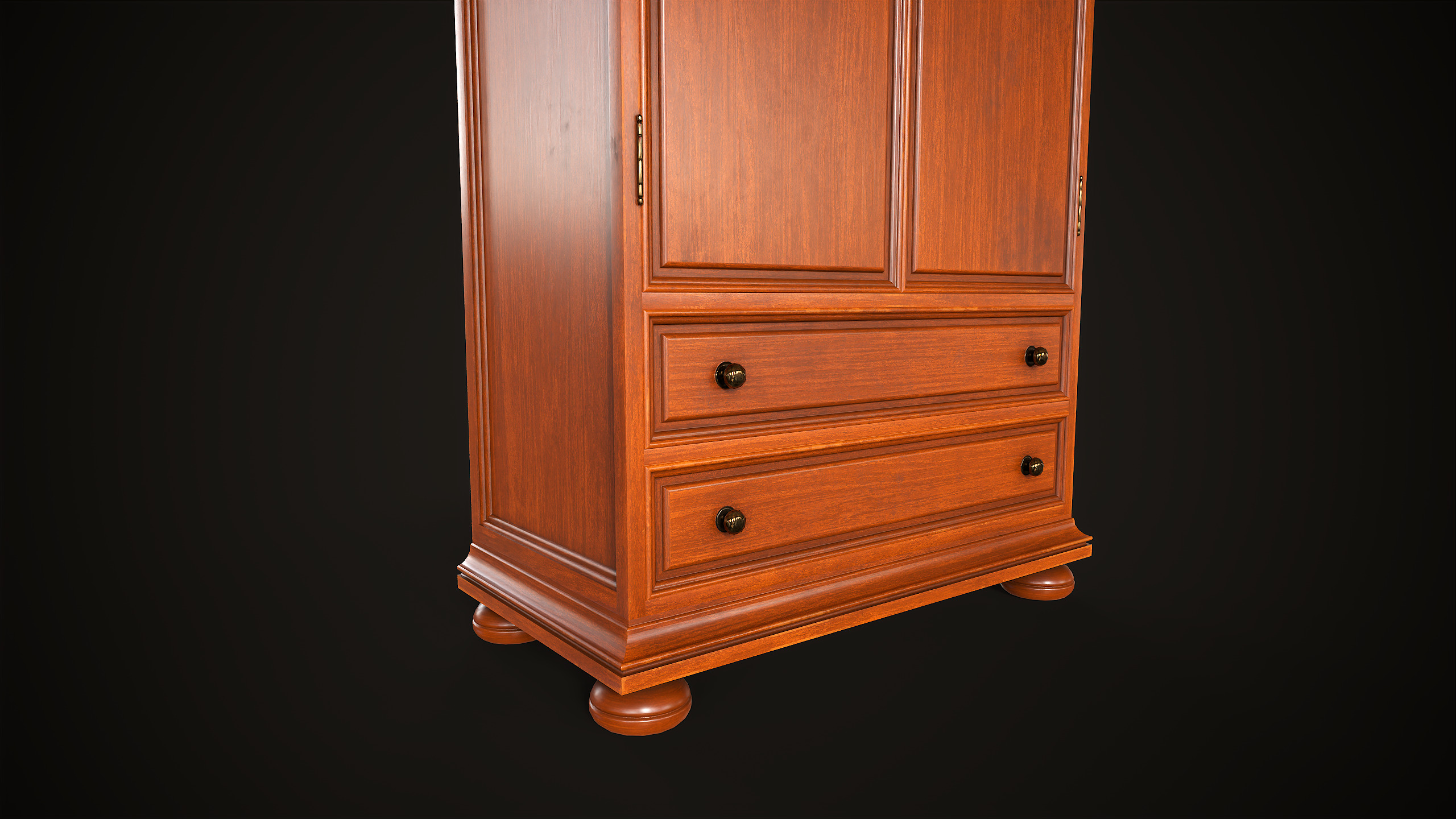 Vintage wardrobe Low-poly 3D model_4