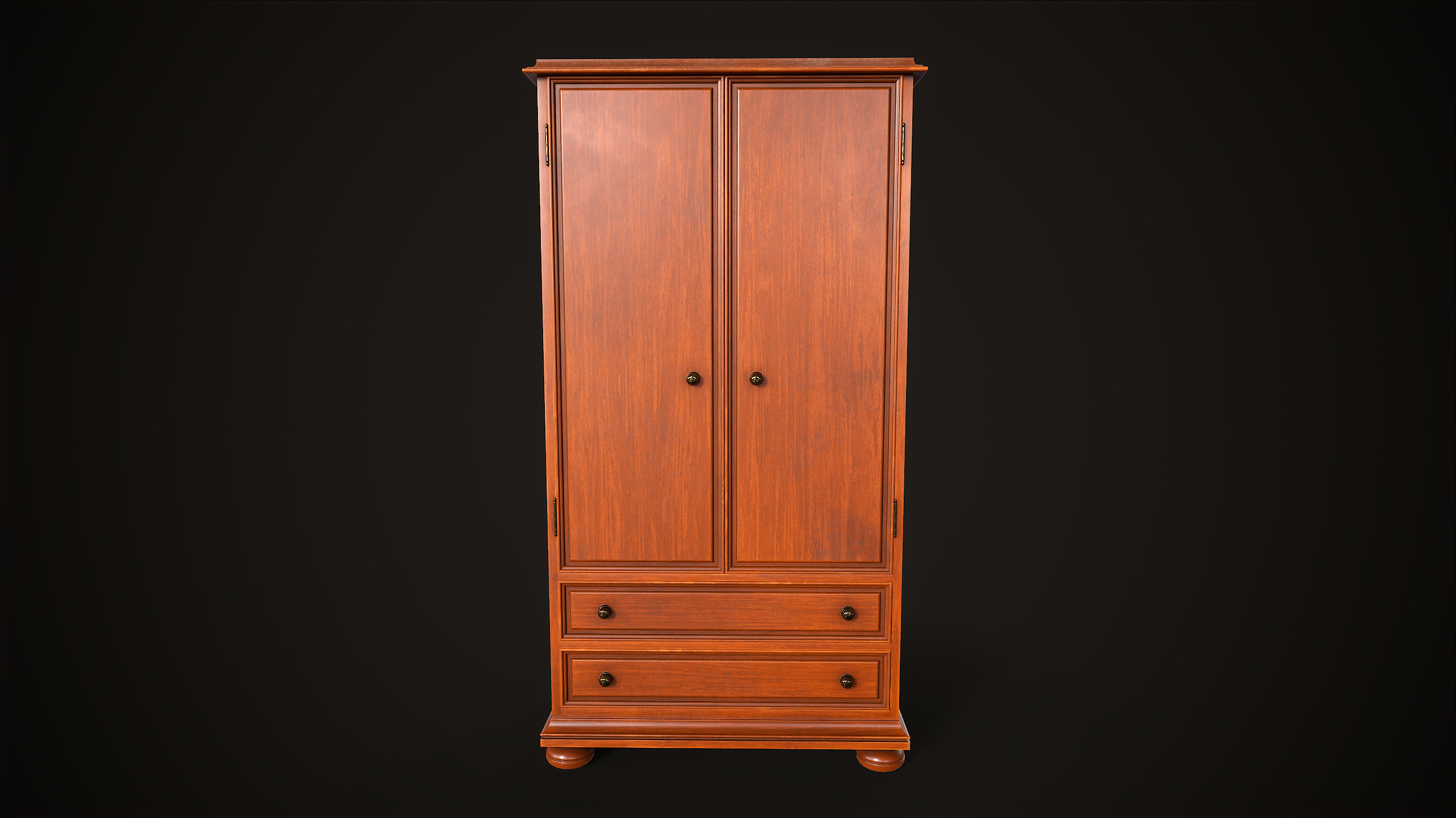 Vintage wardrobe Low-poly 3D model_5