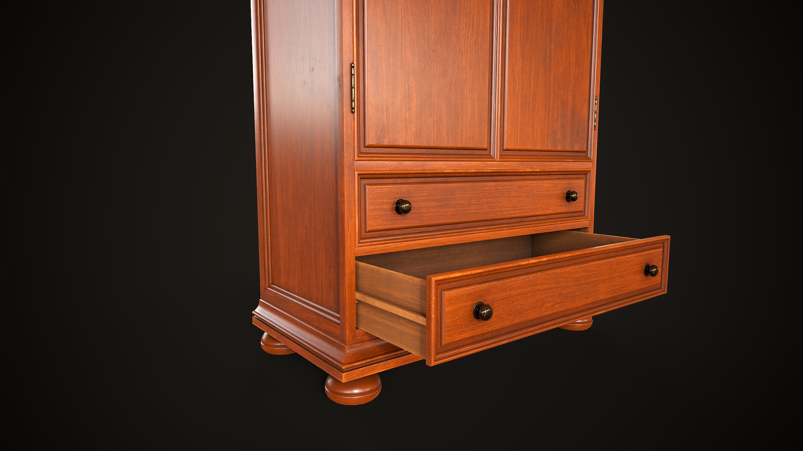 Vintage wardrobe Low-poly 3D model_8