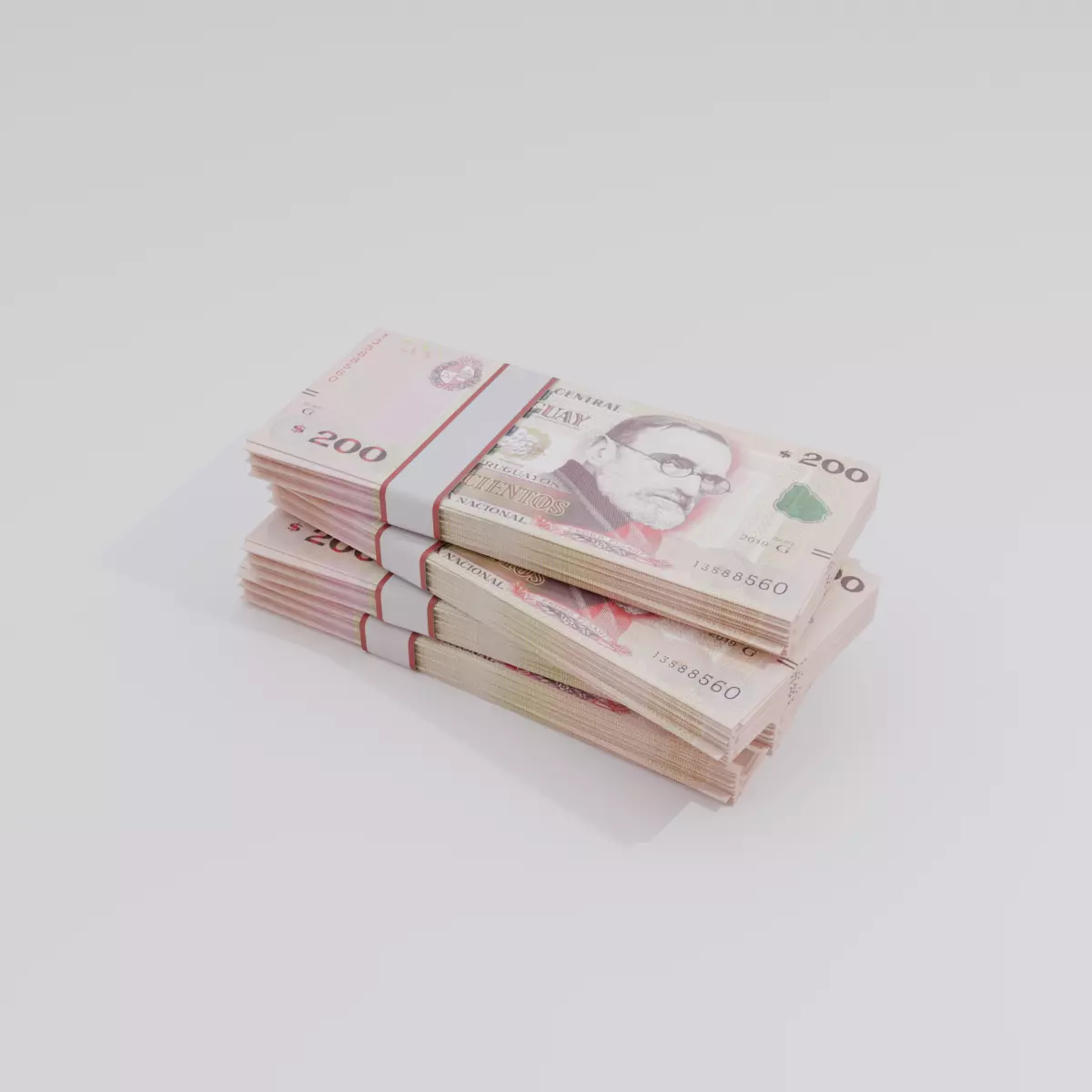 200 Uruguayan peso Currency Low-poly 3D model_0