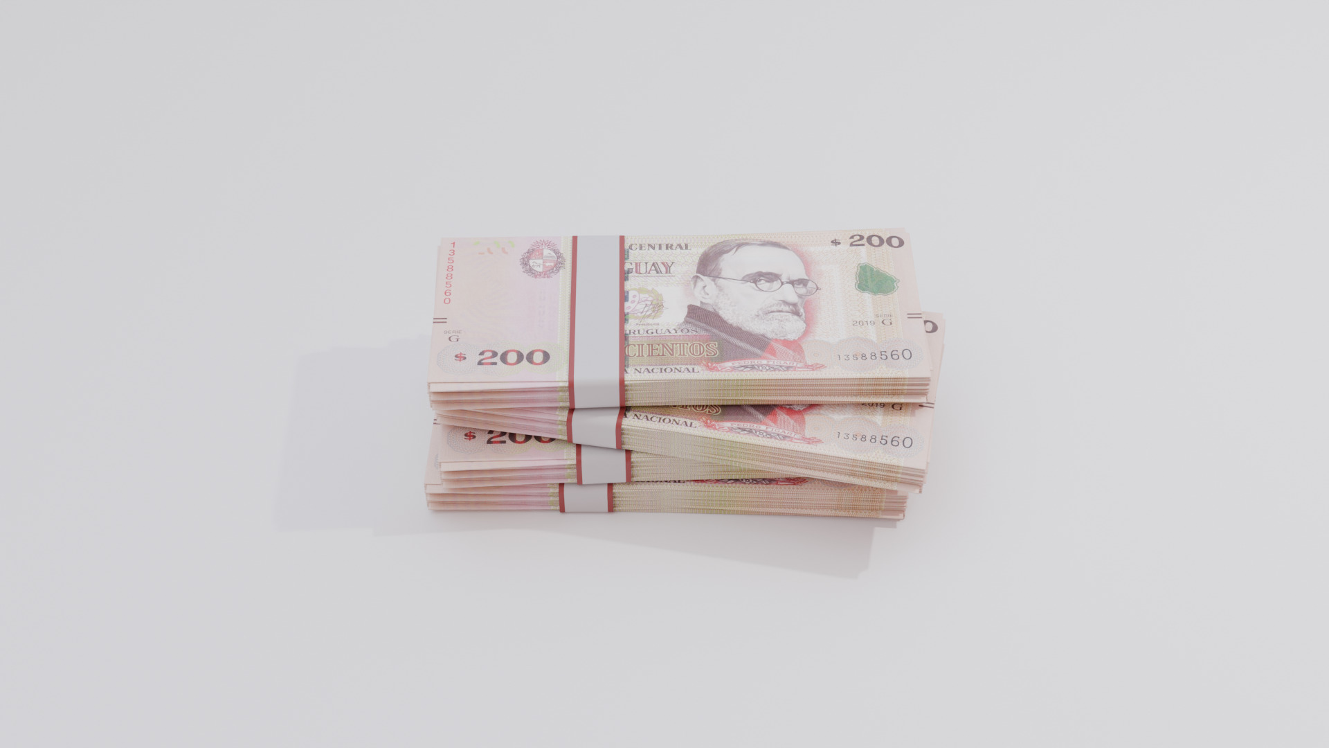 200 Uruguayan peso Currency Low-poly 3D model_2