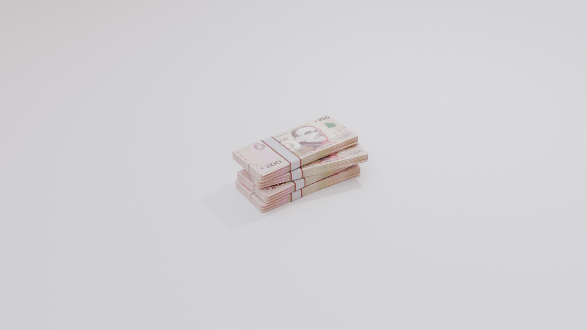 200 Uruguayan peso Currency Low-poly 3D model_5