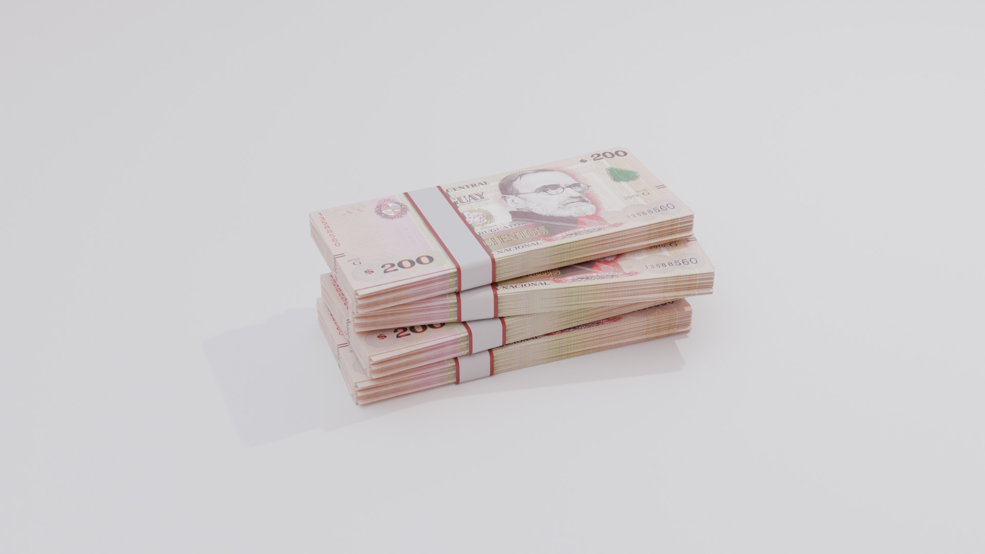 200 Uruguayan peso Currency Low-poly 3D model_3