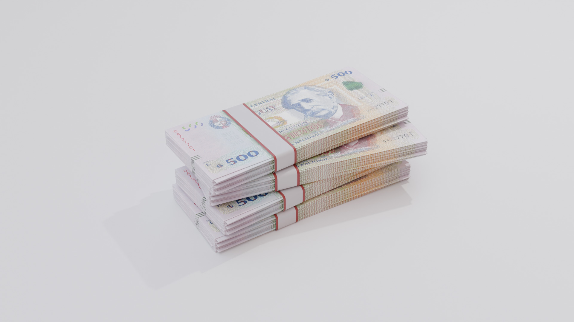 500 Uruguayan peso Currency Low-poly 3D model_2