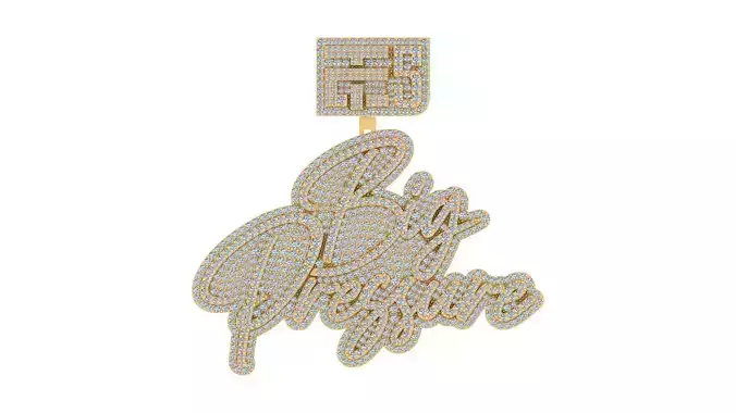 Iced Angel Pendant  Pave Set Statement Piece 3D print model