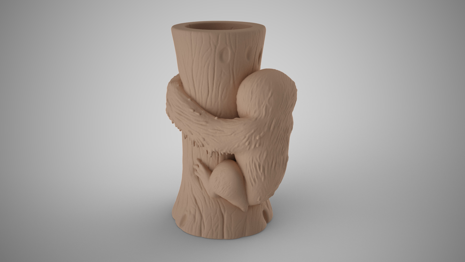Sloth Pen Holder 3D print model_3