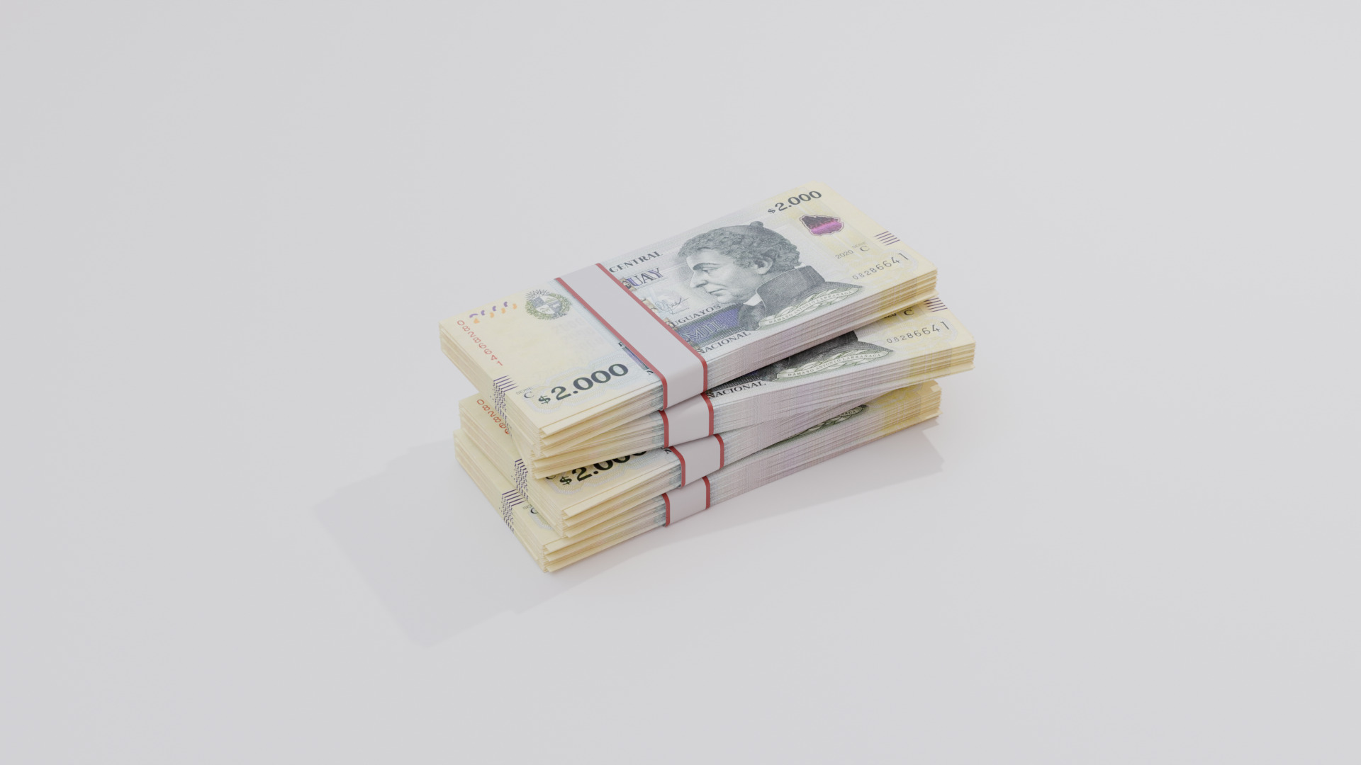 2000 Uruguayan peso Currency Low-poly 3D model_2