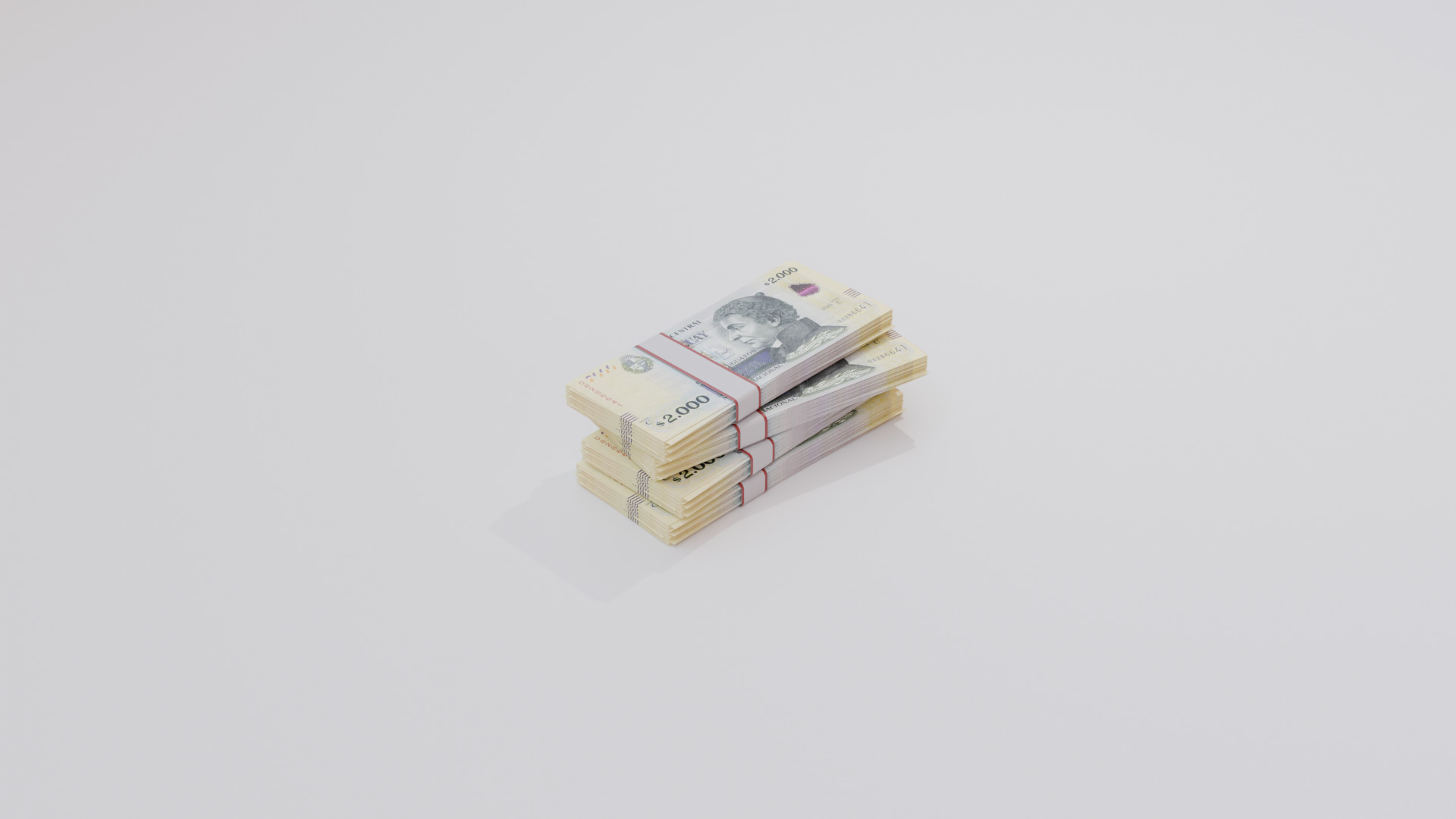 2000 Uruguayan peso Currency Low-poly 3D model_5