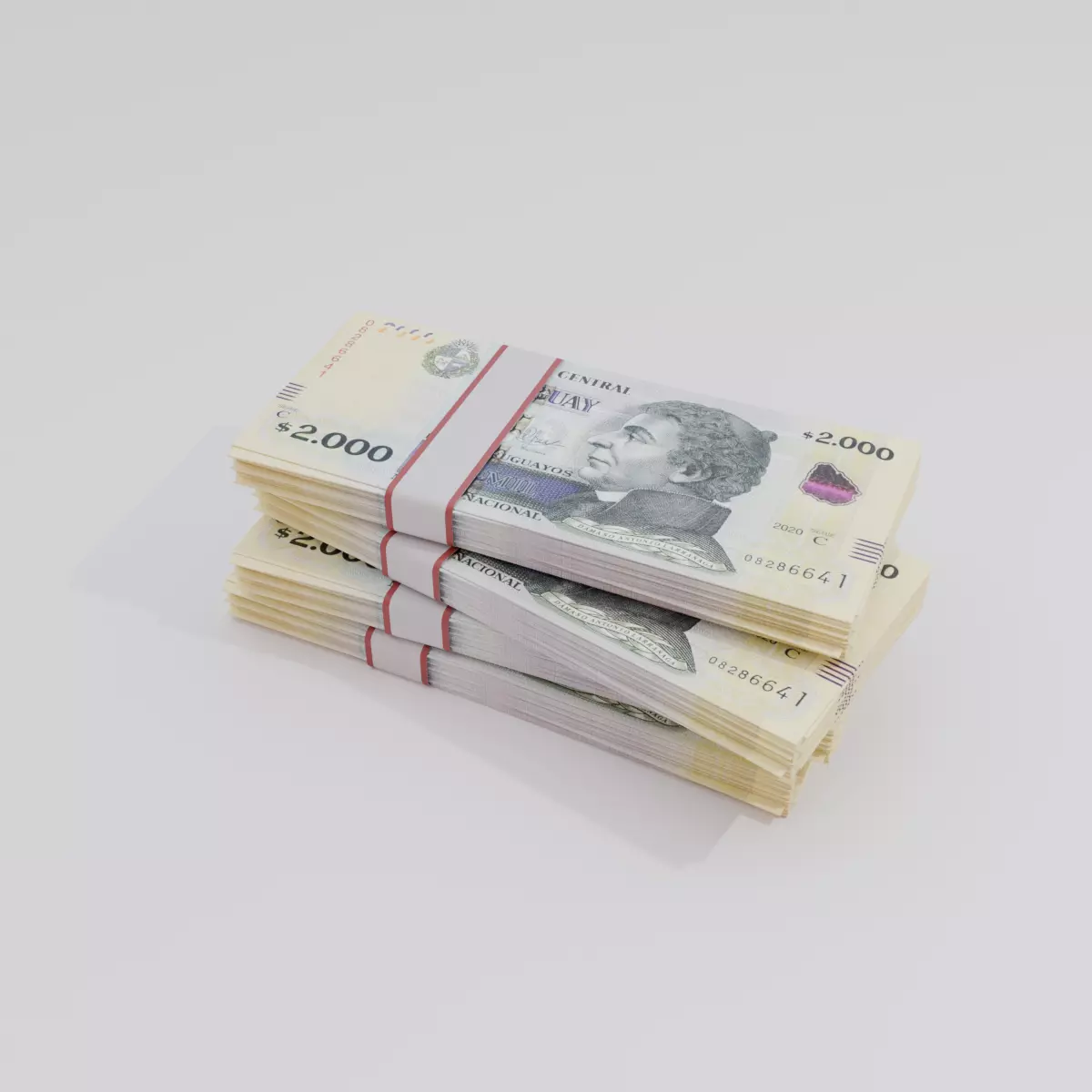 2000 Uruguayan peso Currency Low-poly 3D model_0