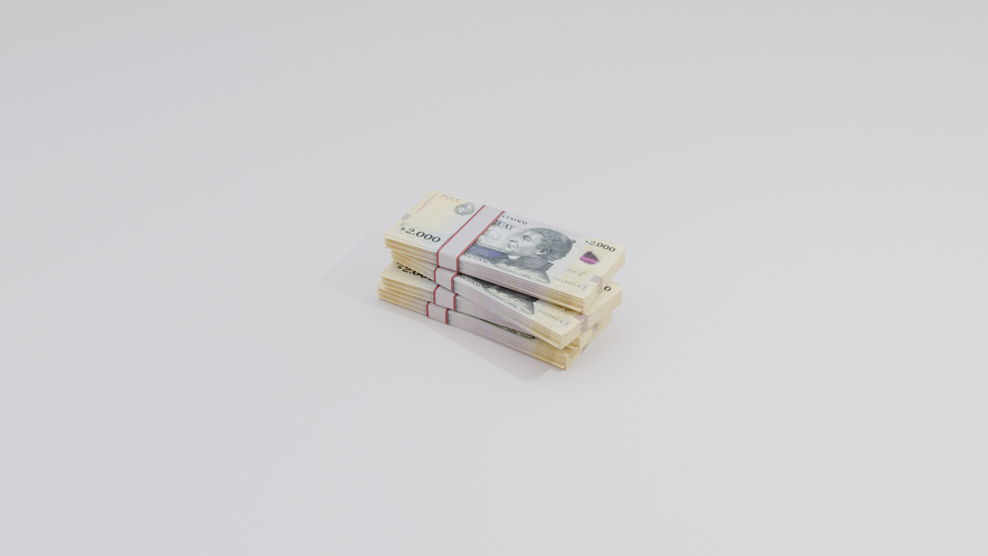 2000 Uruguayan peso Currency Low-poly 3D model_4