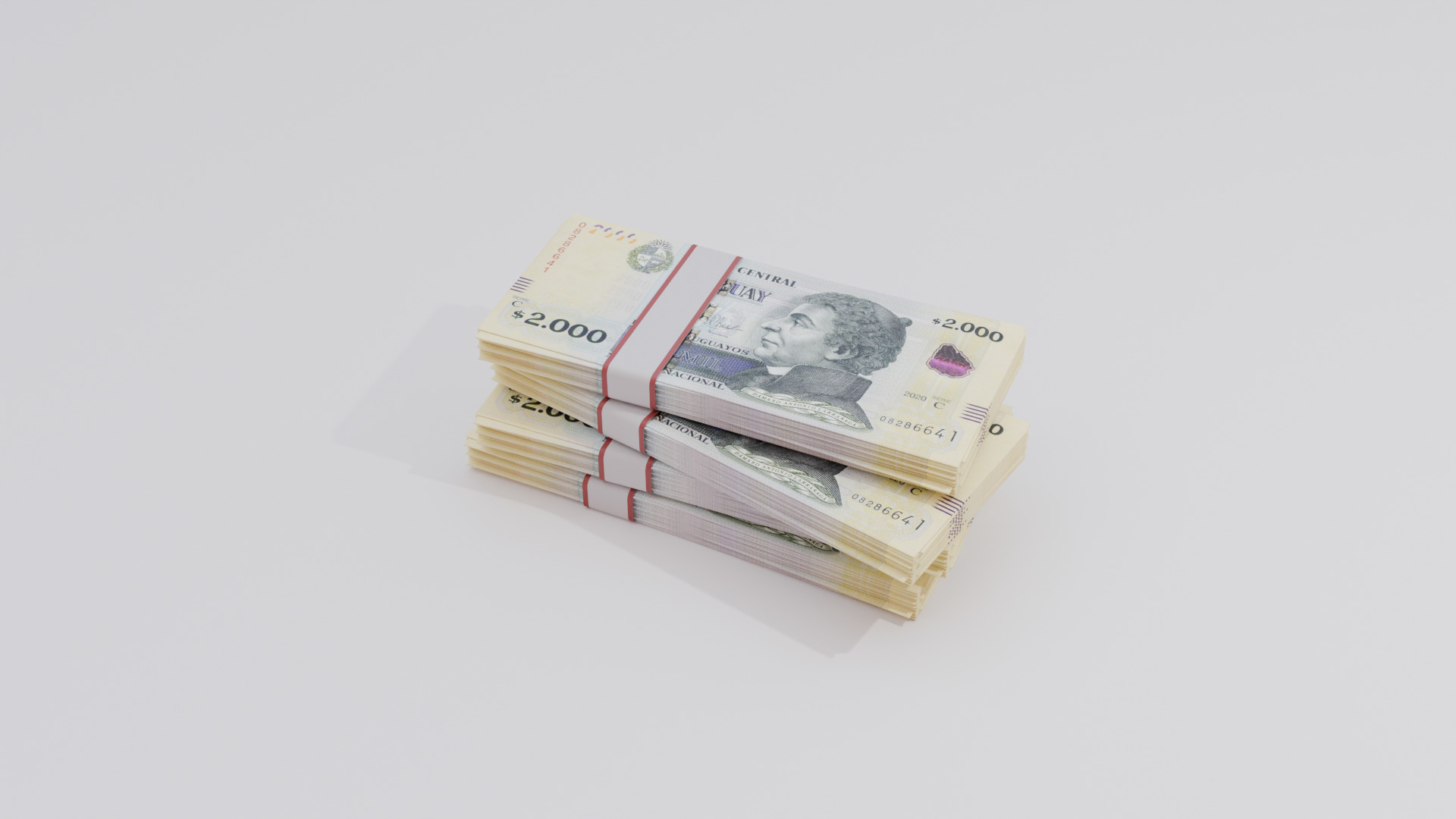 2000 Uruguayan peso Currency Low-poly 3D model_1
