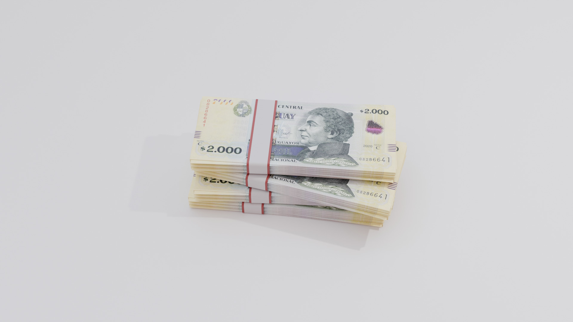 2000 Uruguayan peso Currency Low-poly 3D model_3
