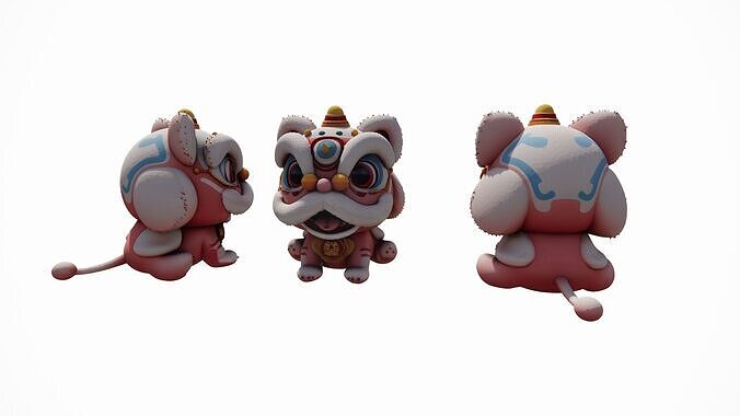 Lion Dance Low-poly 3D model